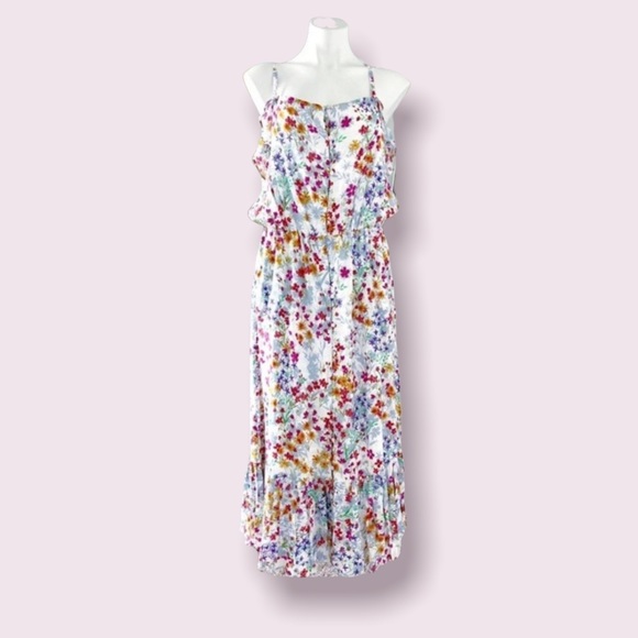J. Jill Summer Garden Maxi Dress Floral, White Multi, Size M New w/Tag - Picture 4 of 15